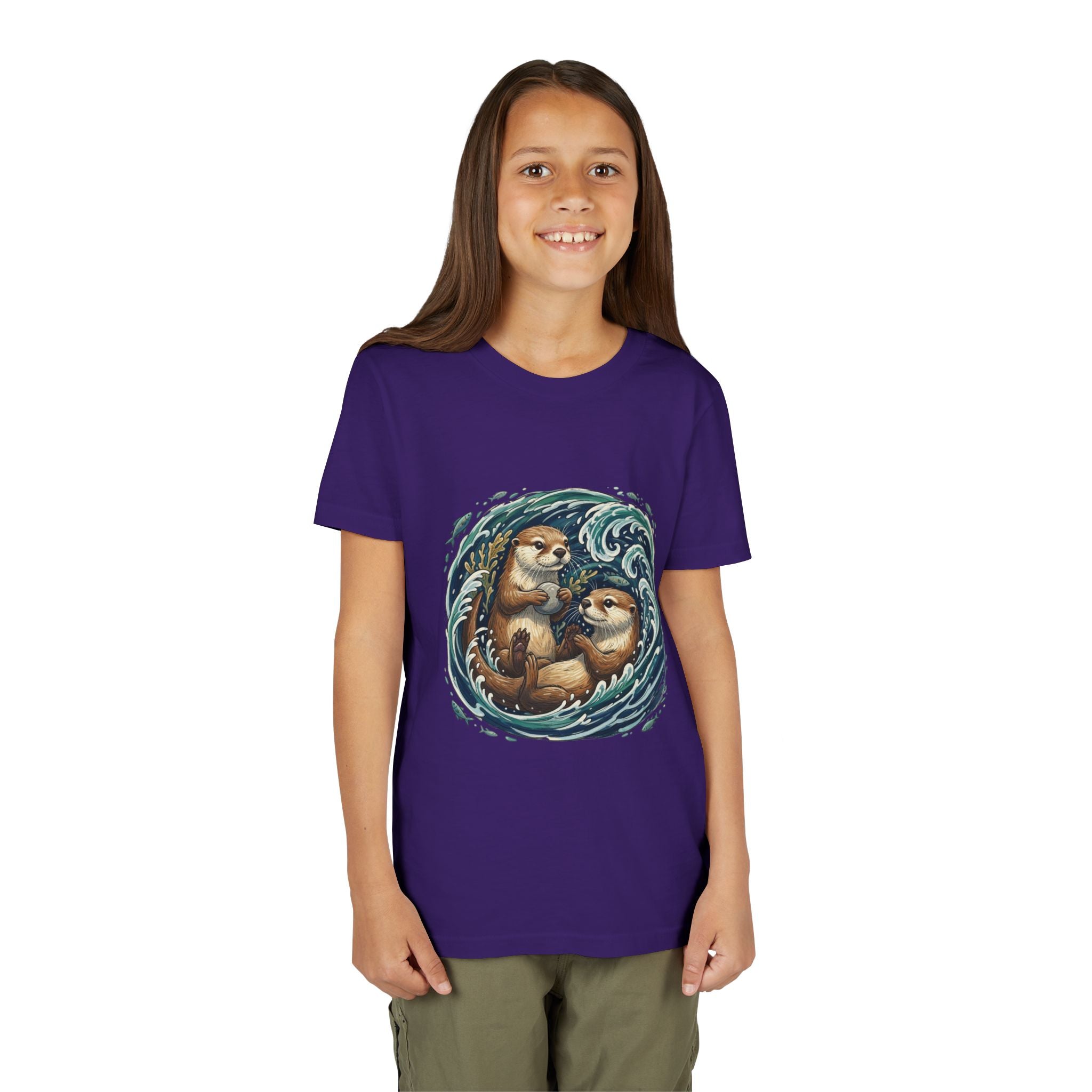 Playful Otters Ocean Waves Youth Tee