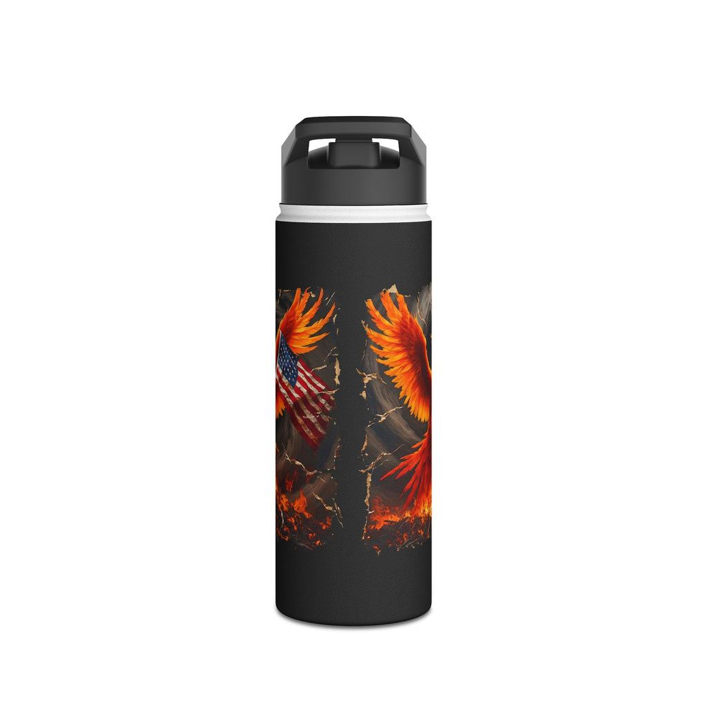 Patriotic Phoenix Stainless Steel Water Bottle — American Flag Firebird Design