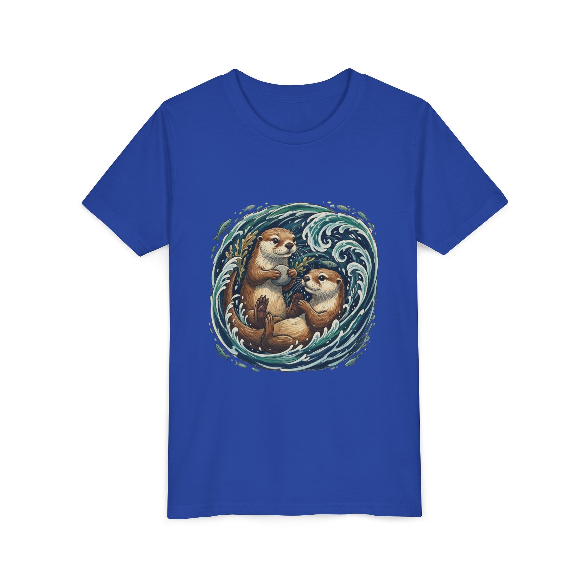Playful Otters Ocean Waves Youth Tee