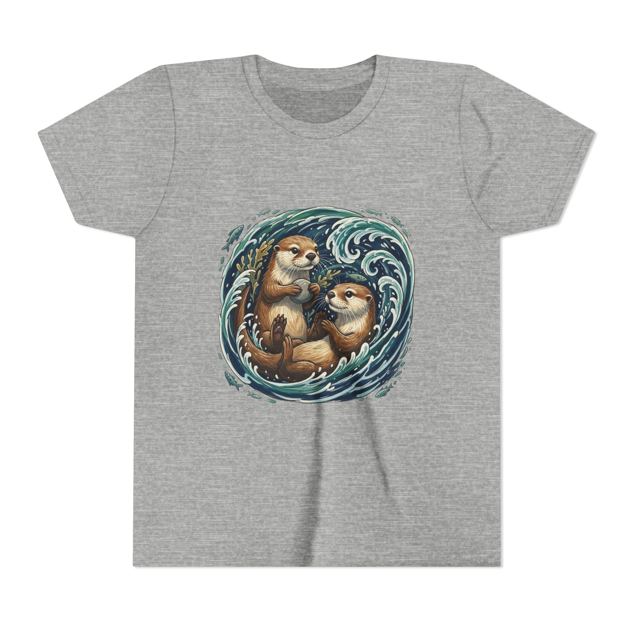 Playful Otters Ocean Waves Youth Tee