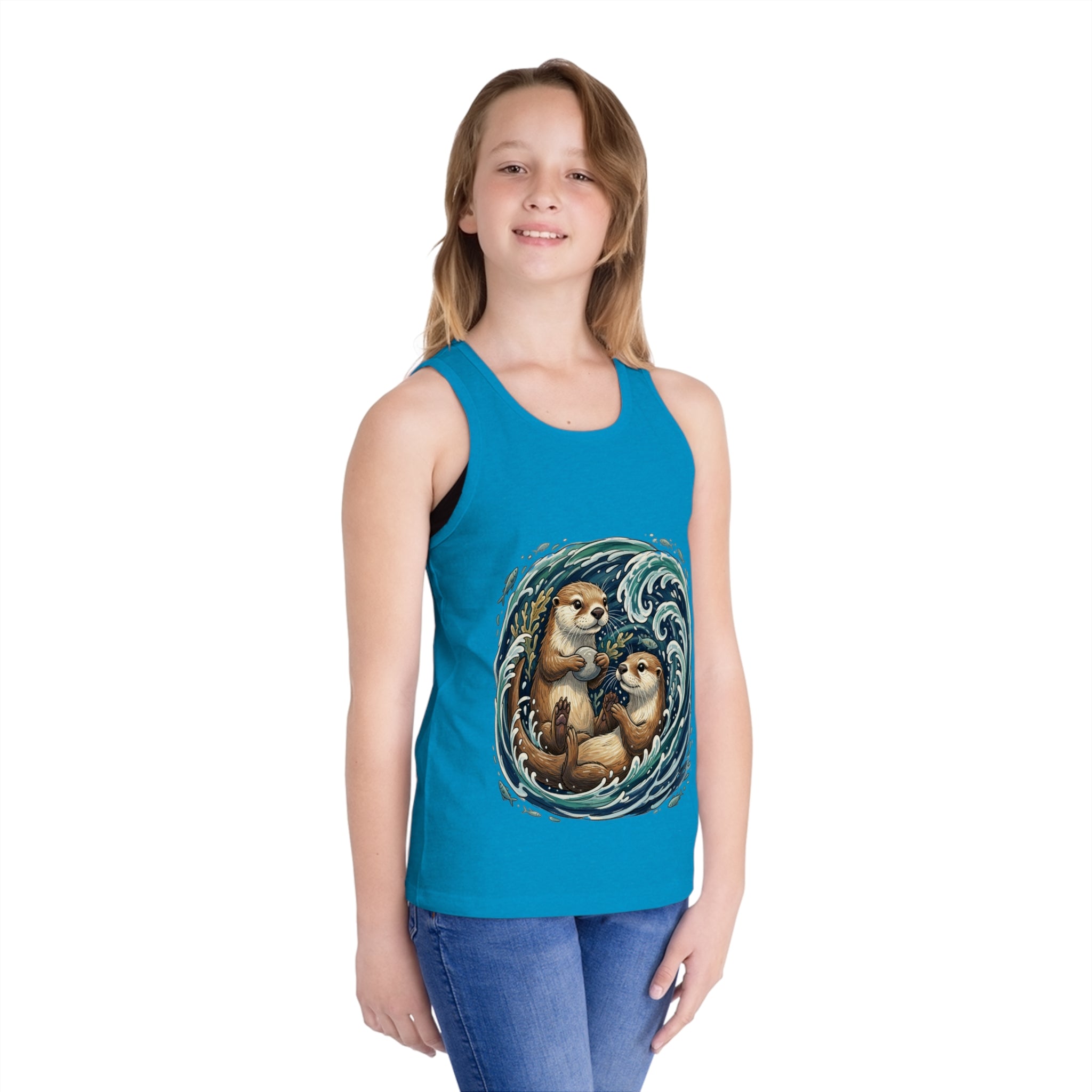 Kids Otter Tank Top – Playful Sea Otter Illustration