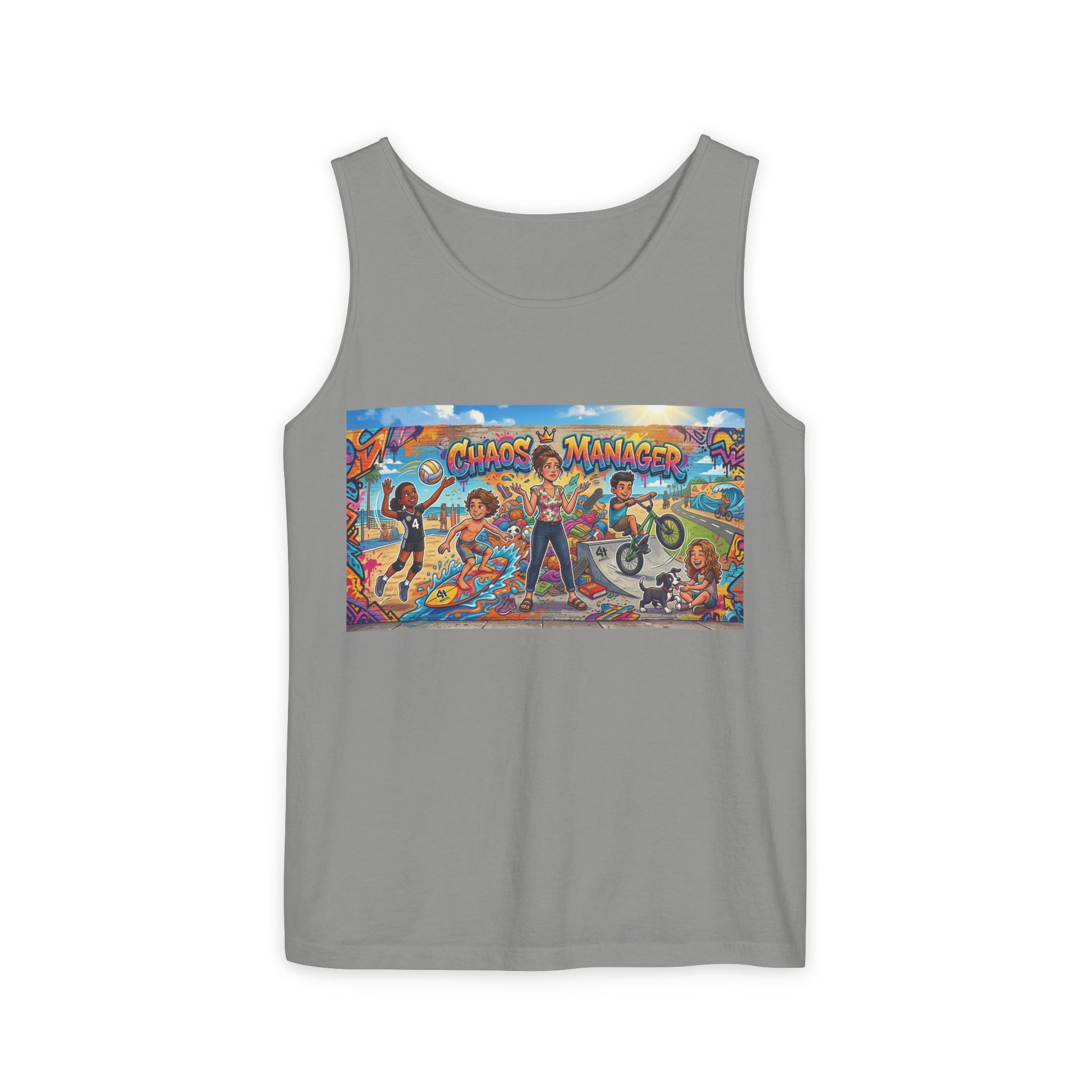 Chaos Manager Graphic Tank Top — Retro Skate & BMX Street Art Tee