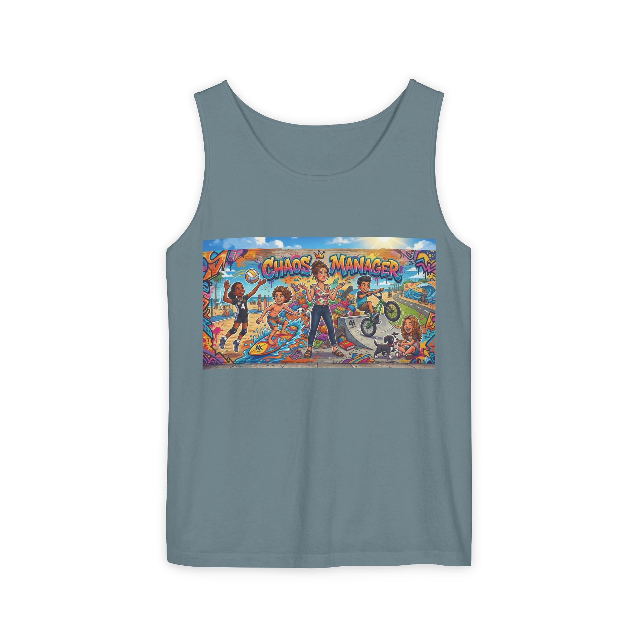 Chaos Manager Graphic Tank Top — Retro Skate & BMX Street Art Tee