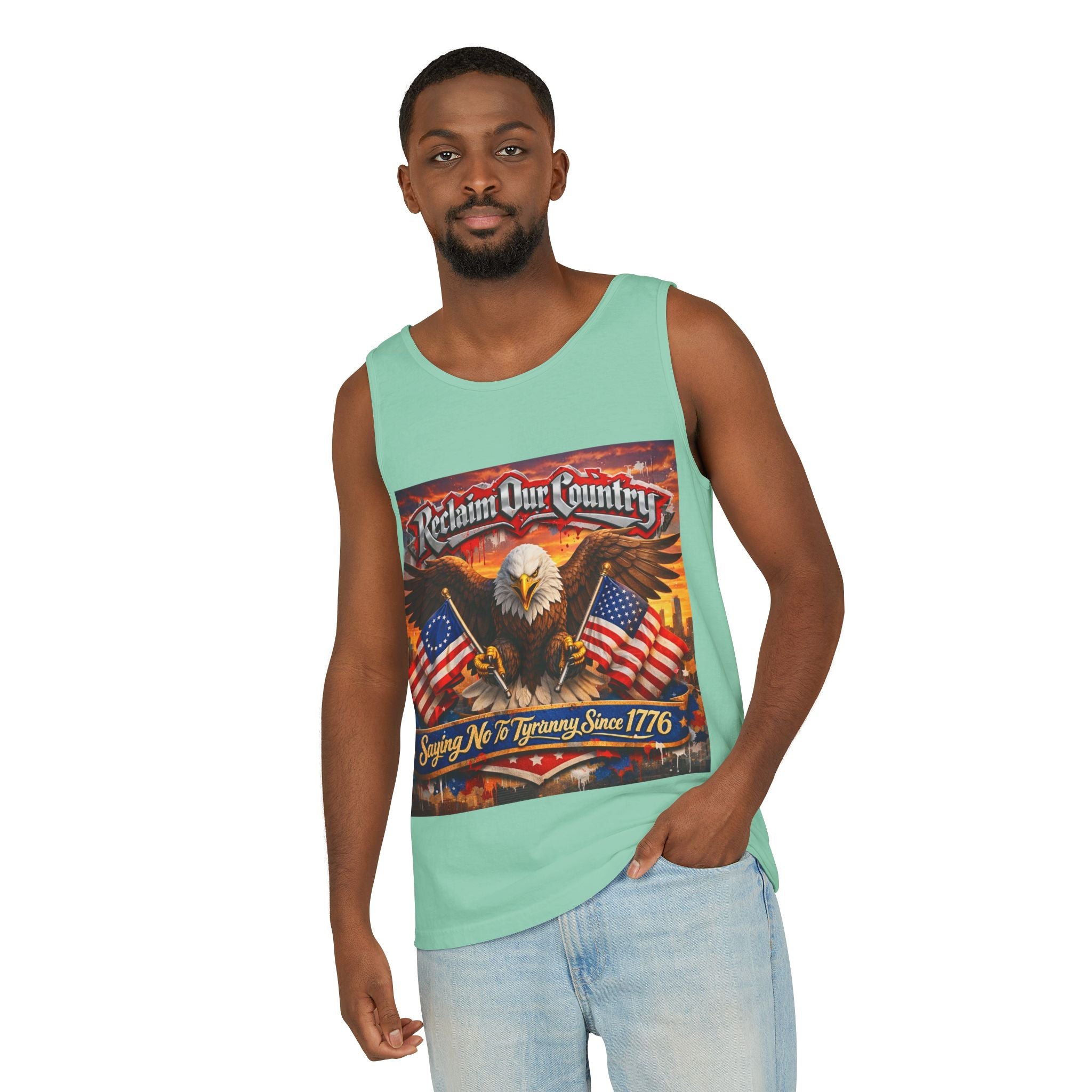 Reclaim Our Country Eagle Tank Top – Patriotic 1776 American Flag Tank