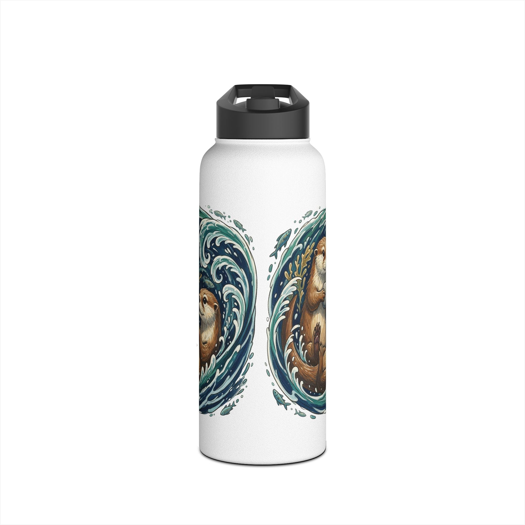 Otter Wave Stainless Steel Water Bottle — Cute Aquatic Animal Travel Bottle