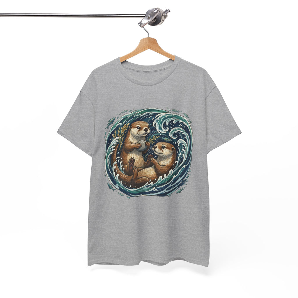 Playful Otter Pair T-Shirt — Cute Otters by the Waves Tee