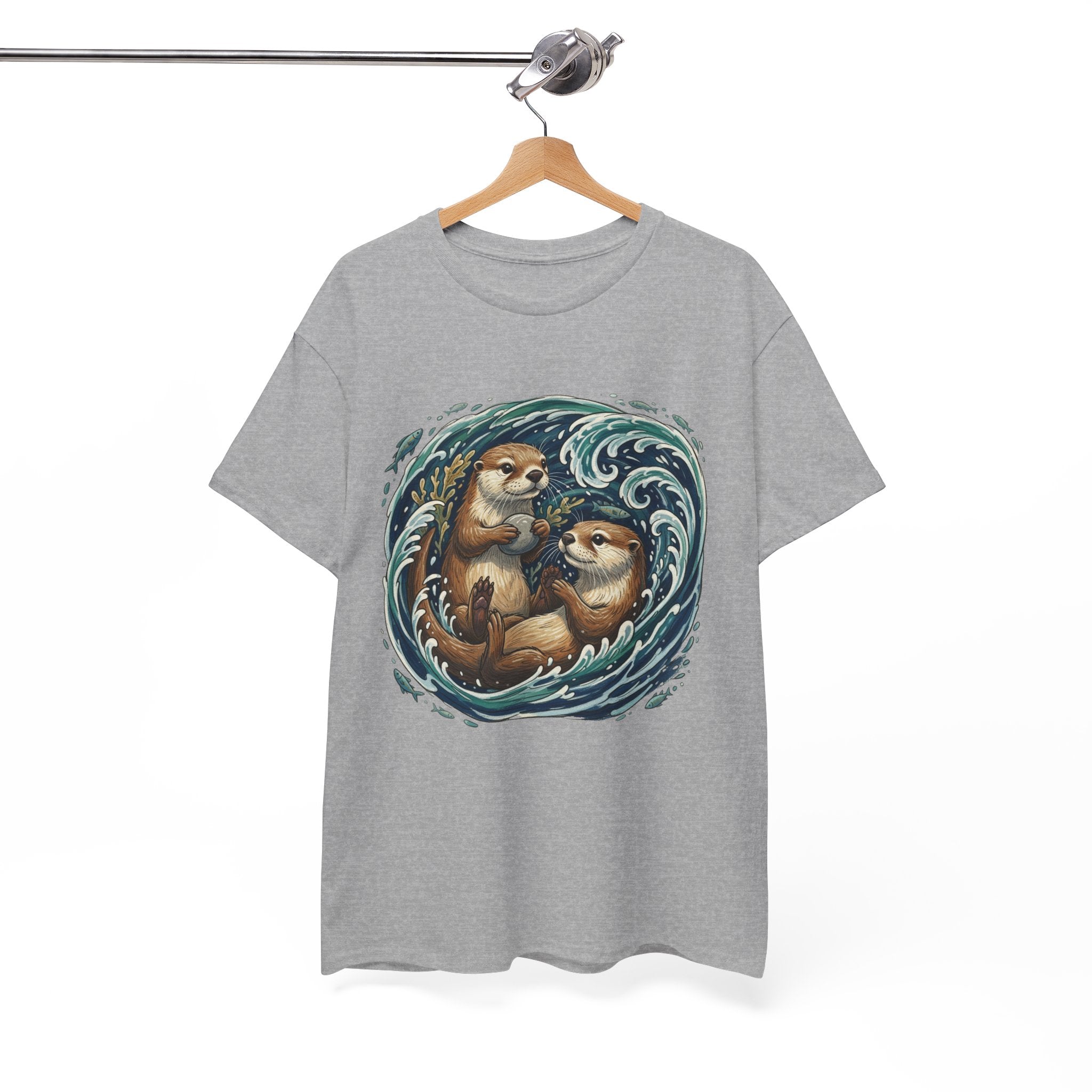 Playful Otter Pair T-Shirt — Cute Otters by the Waves Tee