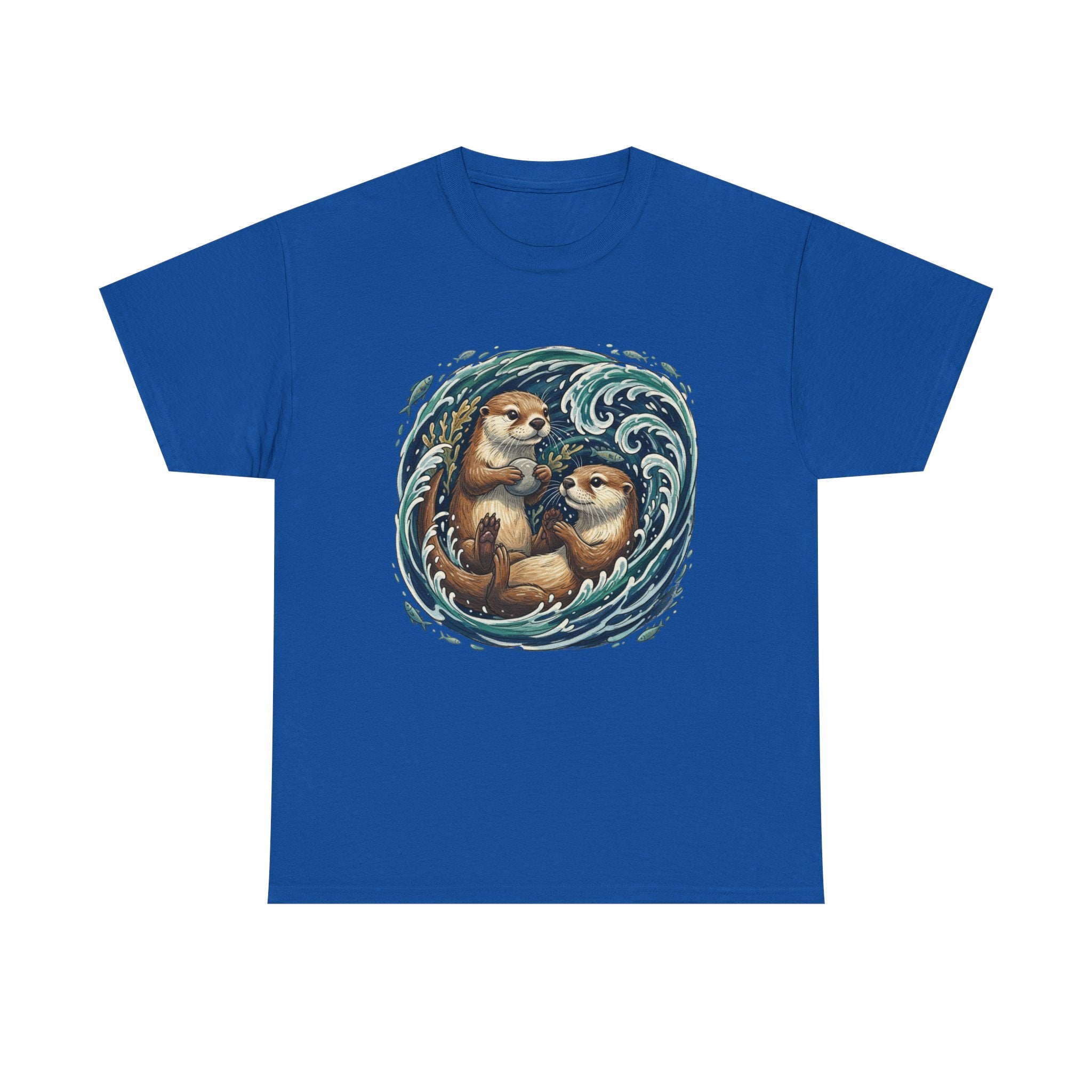 Playful Otter Pair T-Shirt — Cute Otters by the Waves Tee