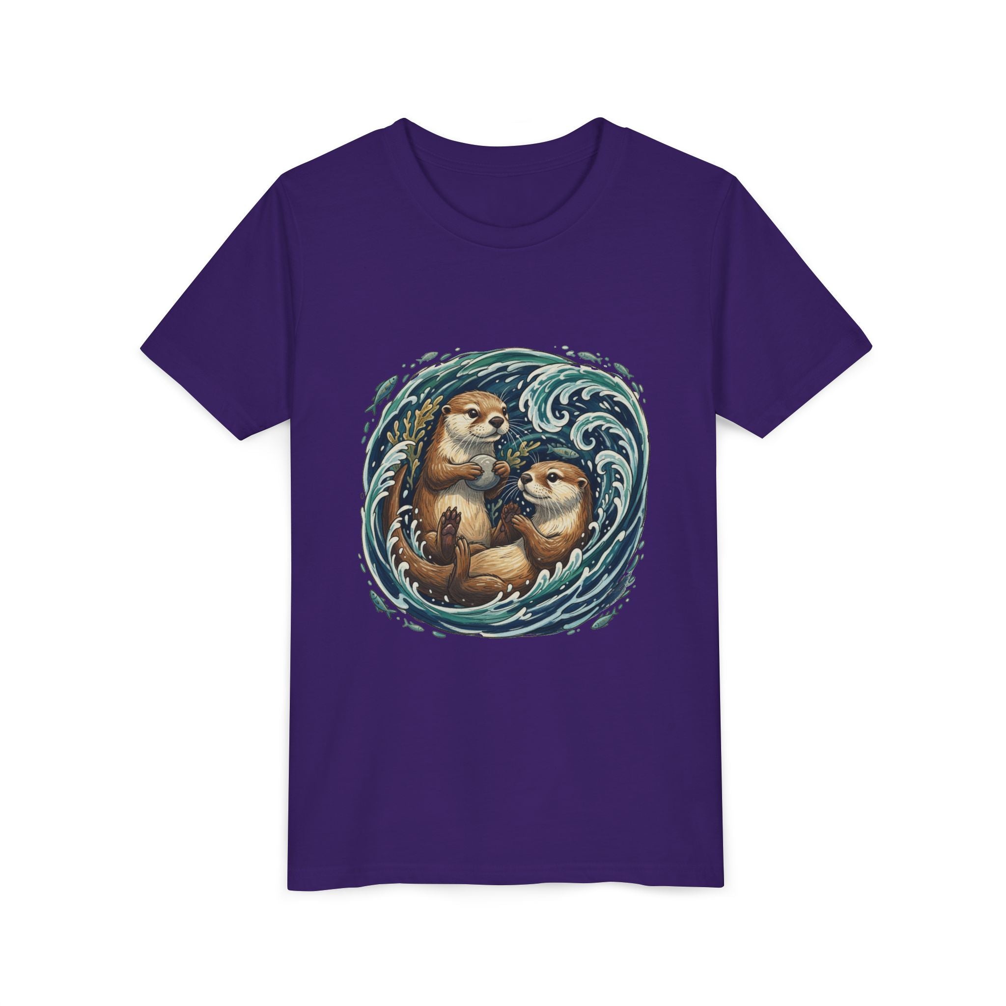 Playful Otters Ocean Waves Youth Tee